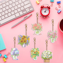 Load image into Gallery viewer, 6PCS Double Sided Special Shape Diamond Painting Art Keychain Pendant Flower Pot