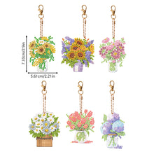 Load image into Gallery viewer, 6PCS Double Sided Special Shape Diamond Painting Art Keychain Pendant Flower Pot