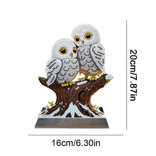 Load image into Gallery viewer, Wooden Desktop Diamond Painting Ornament Winter Owl Crystal Painting Desktop Kit