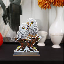 Load image into Gallery viewer, Wooden Desktop Diamond Painting Ornament Winter Owl Crystal Painting Desktop Kit