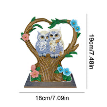 Load image into Gallery viewer, Wooden Desktop Diamond Painting Ornament Winter Owl Crystal Painting Desktop Kit