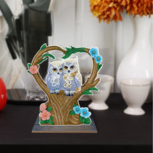 Load image into Gallery viewer, Wooden Desktop Diamond Painting Ornament Winter Owl Crystal Painting Desktop Kit