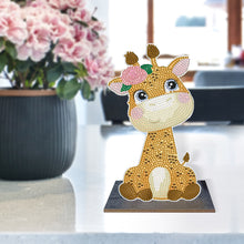 Load image into Gallery viewer, Wooden Desktop Diamond Painting Ornament Diamond Table Decor (Baby Giraffe #3)