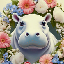 Load image into Gallery viewer, Diamond Painting - Full Round - hippopotamus and flowers (30*30CM)