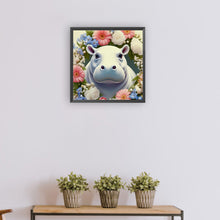 Load image into Gallery viewer, Diamond Painting - Full Round - hippopotamus and flowers (30*30CM)