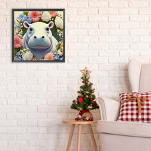 Load image into Gallery viewer, Diamond Painting - Full Round - hippopotamus and flowers (30*30CM)