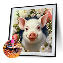 Load image into Gallery viewer, Diamond Painting - Full Round - pig and flower (30*30CM)