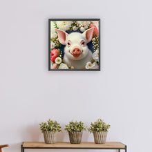 Load image into Gallery viewer, Diamond Painting - Full Round - pig and flower (30*30CM)