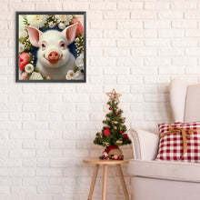 Load image into Gallery viewer, Diamond Painting - Full Round - pig and flower (30*30CM)