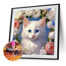 Load image into Gallery viewer, Diamond Painting - Full Round - White cat and flowers (30*30CM)