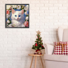 Load image into Gallery viewer, Diamond Painting - Full Round - White cat and flowers (30*30CM)