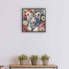 Load image into Gallery viewer, Diamond Painting - Full Round - white tiger and flower (30*30CM)