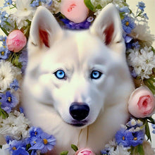 Load image into Gallery viewer, Diamond Painting - Full Round - white wolf and flower (30*30CM)