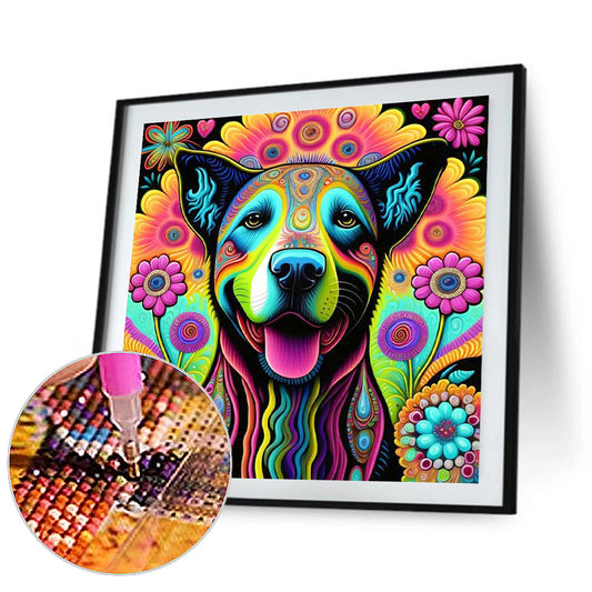 Diamond Painting - Full Round - Colorful puppy (30*30CM)