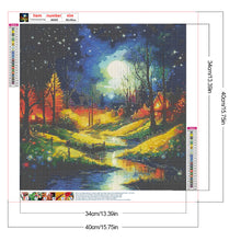 Load image into Gallery viewer, Diamond Painting - Full Round - Night view of village creek (40*40CM)