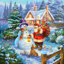 Load image into Gallery viewer, Diamond Painting - Full Round - Santa Claus and Snowman (30*30CM)
