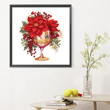 Load image into Gallery viewer, Diamond Painting - Partial Special Shaped - Christmas water cup with red flowers (30*30CM)