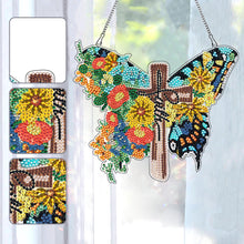 Load image into Gallery viewer, Round DIY Diamond Painting Ornaments for Home Wall Decor (Butterfly Cross #4)