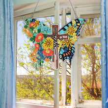 Load image into Gallery viewer, Round DIY Diamond Painting Ornaments for Home Wall Decor (Butterfly Cross #4)