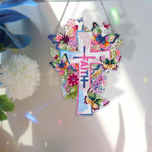 Load image into Gallery viewer, Round DIY Diamond Painting Ornaments for Home Wall Decor (Butterfly Cross #5)