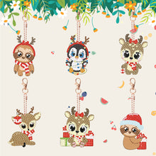 Load image into Gallery viewer, 6PCS Double Sided Full Drill Keyring Diamond Painting Keychain (Small Animal #4)