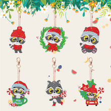 Load image into Gallery viewer, 6PCS Double Sided Full Drill Keyring Diamond Painting Keychain (Small Animal #6)