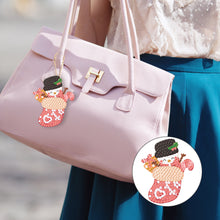 Load image into Gallery viewer, 6PCS Double Sided Diamond Painting Keychain (Xmas Stocking Critter #1)