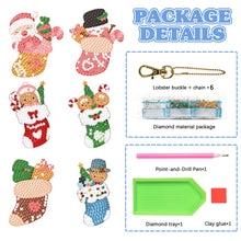 Load image into Gallery viewer, 6PCS Double Sided Diamond Painting Keychain (Xmas Stocking Critter #1)