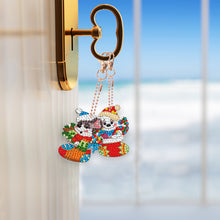 Load image into Gallery viewer, 5PCS Double Sided Diamond Painting Keychain (Xmas Stocking Critter #2)