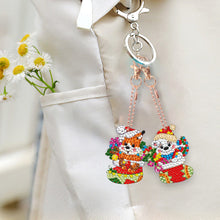 Load image into Gallery viewer, 5PCS Double Sided Diamond Painting Keychain (Xmas Stocking Critter #2)