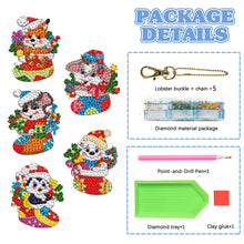 Load image into Gallery viewer, 5PCS Double Sided Diamond Painting Keychain (Xmas Stocking Critter #2)