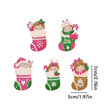 Load image into Gallery viewer, 5PCS Double Sided Diamond Painting Keychain (Xmas Stocking Critter #3)