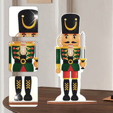 Load image into Gallery viewer, Wooden Crystal Painting Desktop Kit Diamond Art Table Decor (Xmas Nutcracker #4)