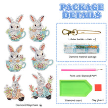 Load image into Gallery viewer, 6PCS Double Sided Special Shape Diamond Painting Keychain (Cute Bunny)