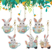 Load image into Gallery viewer, 6PCS Double Sided Special Shape Diamond Painting Keychain (Cute Bunny)