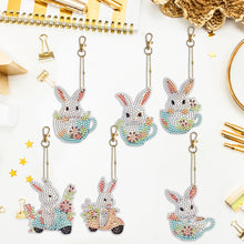 Load image into Gallery viewer, 6PCS Double Sided Special Shape Diamond Painting Keychain (Cute Bunny)