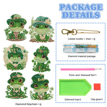 Load image into Gallery viewer, 6PCS Double Sided Special Shape Diamond Painting Keychain (Cute Frog)