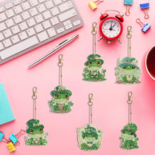 Load image into Gallery viewer, 6PCS Double Sided Special Shape Diamond Painting Keychain (Cute Frog)