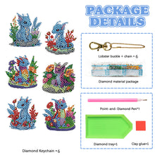 Load image into Gallery viewer, 6PCS Double Sided Special Shape Diamond Painting Keychain (Flowers Dinosaur)