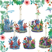 Load image into Gallery viewer, 6PCS Double Sided Special Shape Diamond Painting Keychain (Flowers Dinosaur)