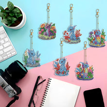 Load image into Gallery viewer, 6PCS Double Sided Special Shape Diamond Painting Keychain (Flowers Dinosaur)
