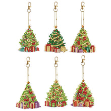 Load image into Gallery viewer, 6PCS Double Sided Special Shape Diamond Painting Keychain (Christmas Tree)