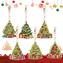 Load image into Gallery viewer, 6PCS Double Sided Special Shape Diamond Painting Keychain (Christmas Tree)