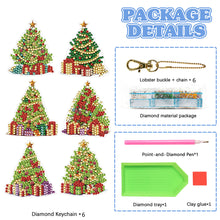 Load image into Gallery viewer, 6PCS Double Sided Special Shape Diamond Painting Keychain (Christmas Tree)