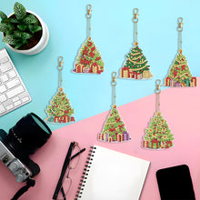 Load image into Gallery viewer, 6PCS Double Sided Special Shape Diamond Painting Keychain (Christmas Tree)