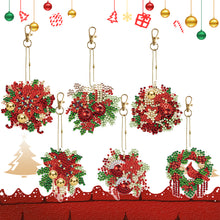 Load image into Gallery viewer, 6PCS Double Sided Special Shape Diamond Painting Keychain (Christmas Wreath)