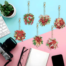 Load image into Gallery viewer, 6PCS Double Sided Special Shape Diamond Painting Keychain (Christmas Wreath)