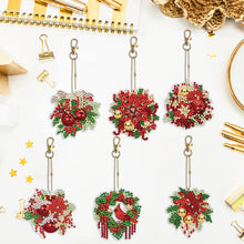 Load image into Gallery viewer, 6PCS Double Sided Special Shape Diamond Painting Keychain (Christmas Wreath)
