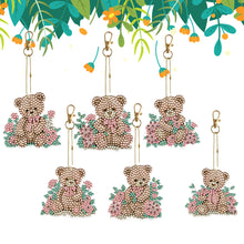 Load image into Gallery viewer, 6PCS Double Sided Special Shape Diamond Painting Keychain (Cute Bear #9)
