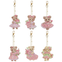 Load image into Gallery viewer, 6PCS Double Sided Special Shape Diamond Painting Keychain (Cute Bear #10)